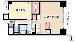 ラドーニ清水 10階1LDKの間取り