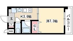 アベニュー大宝 3階1Kの間取り