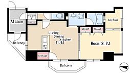 さくらHills　ARAKO 9階1LDKの間取り