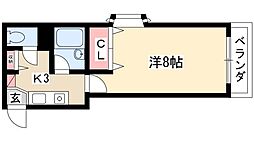 プレズントヨシダ 4階1Kの間取り