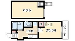 ＴＫロイヤルコーポ 2階1Kの間取り