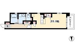 RIVO浅間町 8階ワンルームの間取り