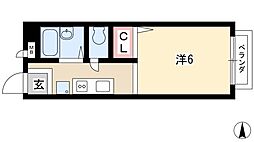 エイト名塚 2階1Kの間取り