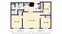 千種タワーヒルズ 13階2LDKの間取り