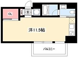 COZY名城公園 9階ワンルームの間取り