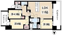 プレサンス名駅南ブリエ 11階3LDKの間取り
