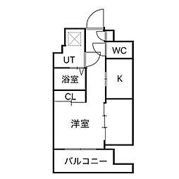 エステシア上前津 11階1SKの間取り