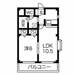 N’sハイツ 3階1LDKの間取り