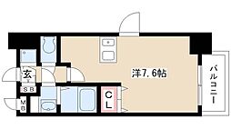 プレサンス名古屋駅前グランヴィル 4階ワンルームの間取り