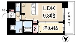 プレサンス太閤通駅前デュプル 13階1LDKの間取り