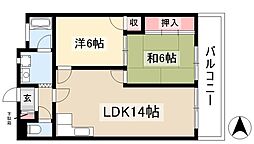 スカイメゾン 7階2LDKの間取り