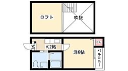 アモーレ笠取 1階1Kの間取り
