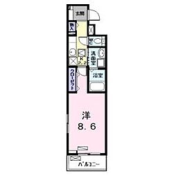 サンエリハA 1階1Kの間取り