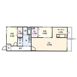 Celenest高岳 3階2LDKの間取り