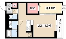 セントラルガーデン名駅東 2階1LDKの間取り