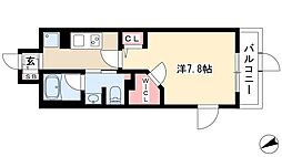 フレールコート東別院 2階1Kの間取り
