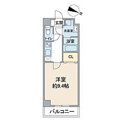 スカイコート桐林 1階1Kの間取り