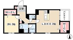 アルカサール 6階ワンルームの間取り