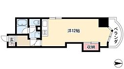 秋月ハイツ 6階ワンルームの間取り