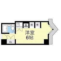 栄マンションN棟 2階ワンルームの間取り