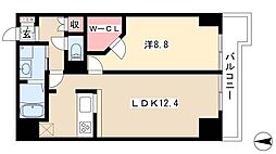 パークアクシス丸の内 13階1LDKの間取り