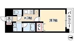 スカイフラット名古屋 1Kの間取図画像