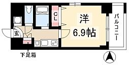 プレサンス久屋大通公園サウス 3階1Kの間取り
