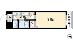 マノワール中村公園 7階1Kの間取り