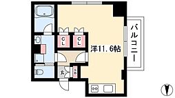 カスタリア栄 13階ワンルームの間取り