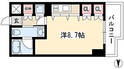 グランルージュ栄II 4階ワンルームの間取り