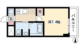 カーサビアンカ黒川 5階1Kの間取り