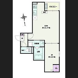 Jack osugiI 2階1LDKの間取り