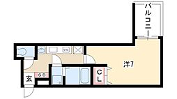 レジデンス名古屋千代田 8階1Kの間取り