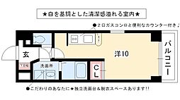 プレディアスタイル白川公園(旧ルーエ白川公園) 12階ワンルームの間取り