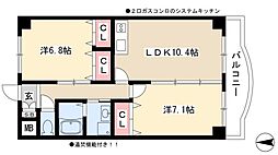 サンアベニュー尾頭橋 3階2LDKの間取り