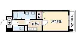 HF今池南レジデンスEAST 14階1Kの間取り