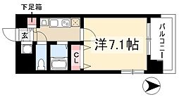 プレサンス名古屋STATIONアブソリュート 3階1Kの間取り