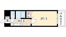 浅井ビル 5階1Kの間取り