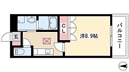 アーバン・ブロケード 2階1Kの間取り