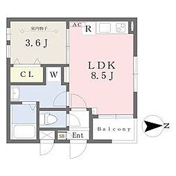 SWISH Garden 2階1LDKの間取り