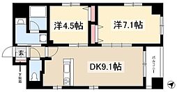 ポルタニグラ千代田 7階2DKの間取り