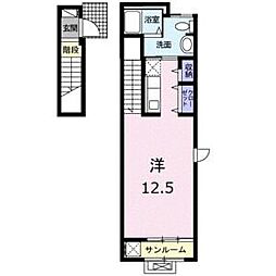 プリマベーラ栄生 2階1Kの間取り