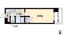 パルティール上前津 7階1Kの間取り
