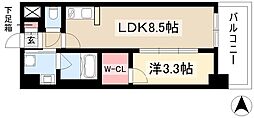 S-RESIDENCE烏森aureate(オリート) 12階1LDKの間取り
