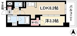 S-RESIDENCE烏森aureate(オリート) 6階1LDKの間取り