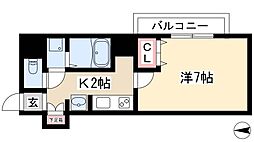 レジデンス名古屋千代田 3階1Kの間取り