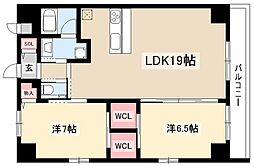 KAYA KIKUI 5階2LDKの間取り