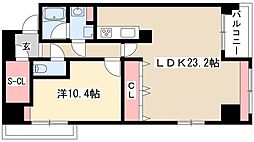 カスタリア伏見 11階1LDKの間取り