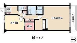 ソーラスフロント富船北棟 1LDKの間取図画像