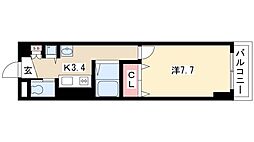 グランツ丸の内 3階1Kの間取り